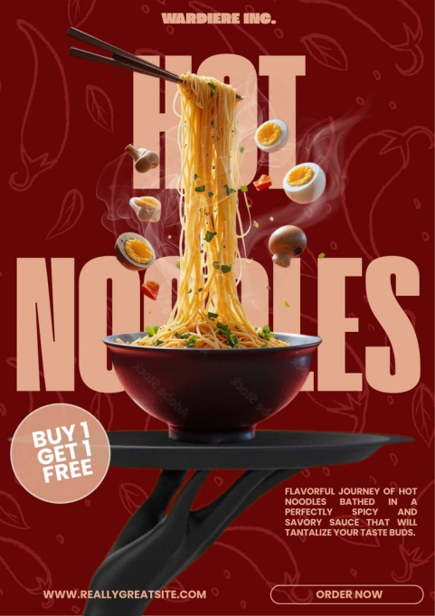 Promotional flyer design for Hot Noodles by RSD Media