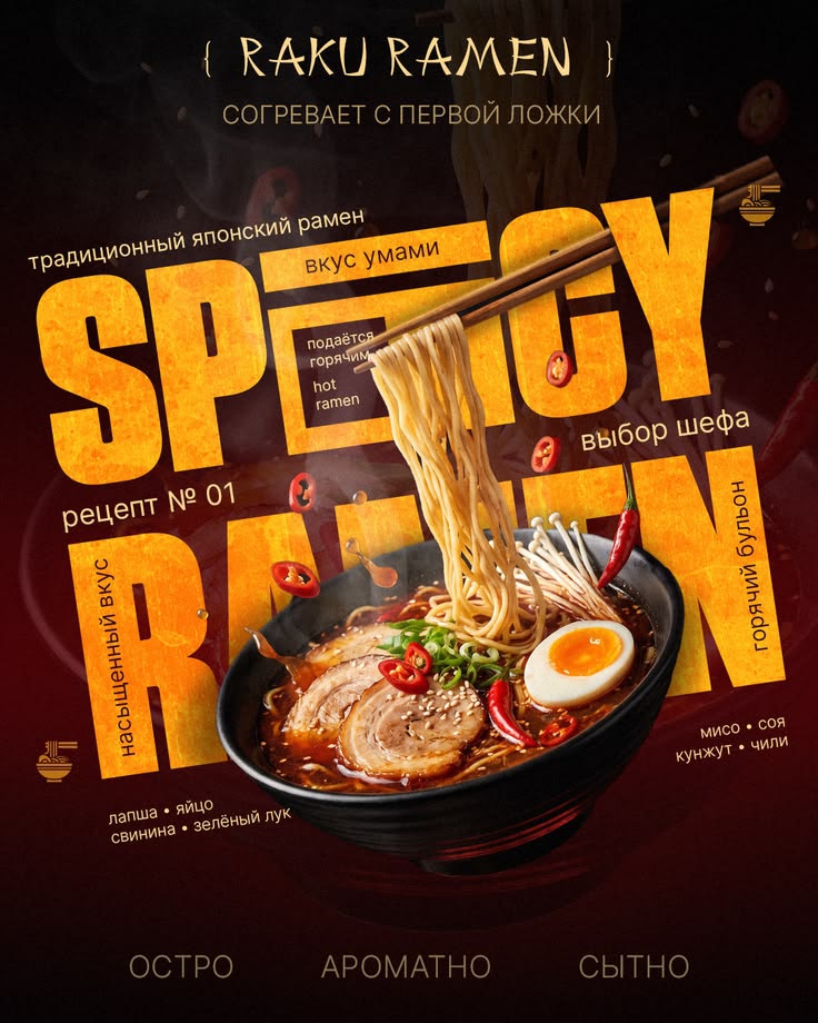 Restaurant flyer design for Raku Ramen by RSD Media