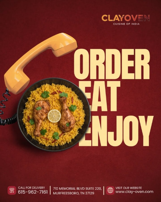 Restaurant flyer design for Clay Oven Cuisine of India by RSD Media